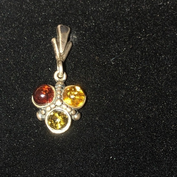 VTG Baltic Amber Sterling Silver Tri Colour Stone Stud Earrings 1.1” - Picture 2 of 6